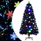 Sapin de Noël et flocons de neige LED Noir 120 cm Fibre optique