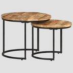 Tables gigognes 2 pcs Bois de manguier brut