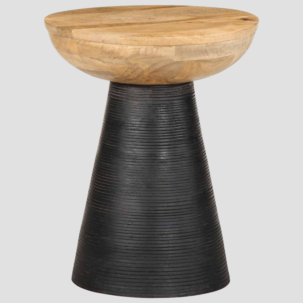 Table d'appoint noir Ø37x45 cm bois de manguier massif