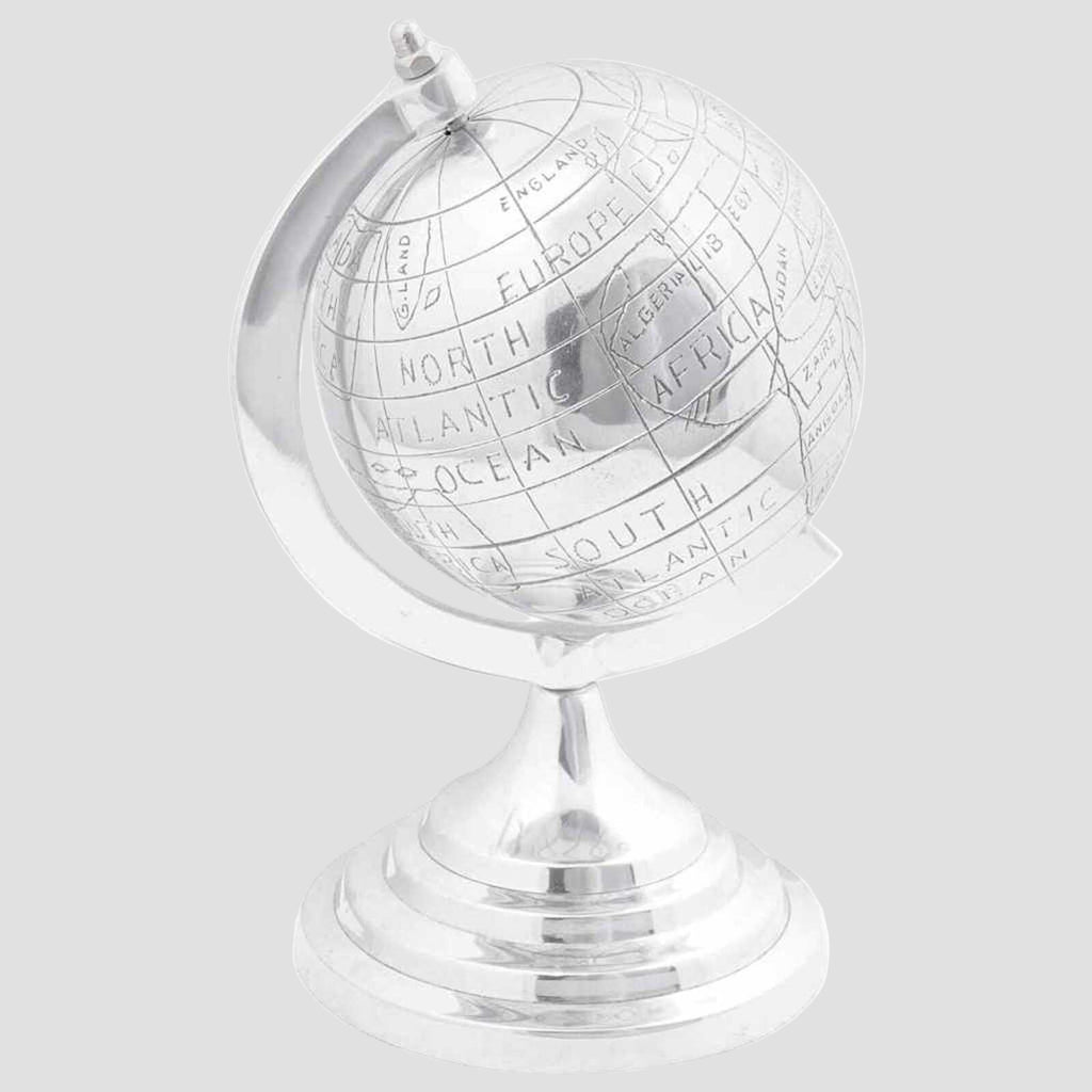Sculpture map monde en Argent Aluminium