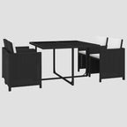 Ensemble à manger d'extérieur 5pcs coussins résine tressée