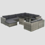 Salon de jardin 10 pcs avec coussins Résine tressée