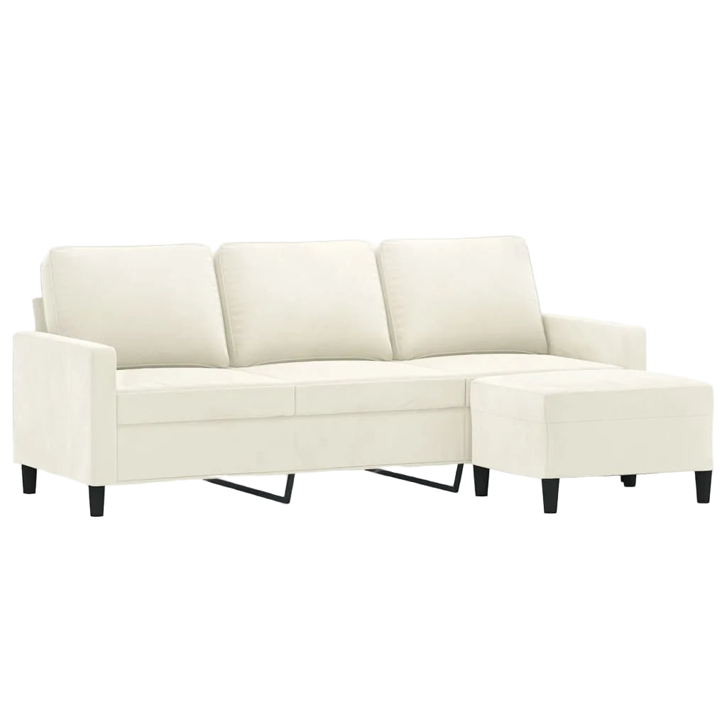 Canapé 3 places avec repose-pieds Noir velours