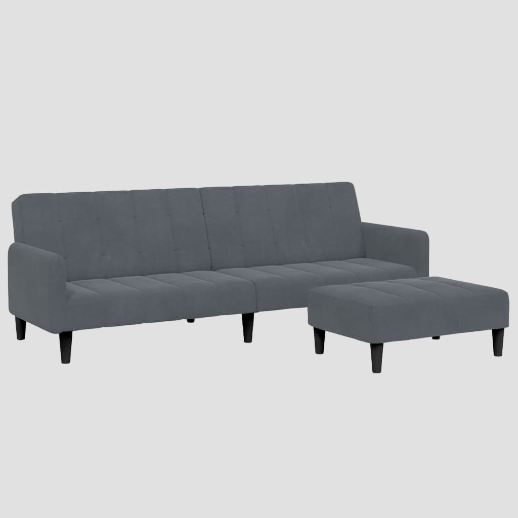 Canapé-lit 2 places avec repose-pied velours