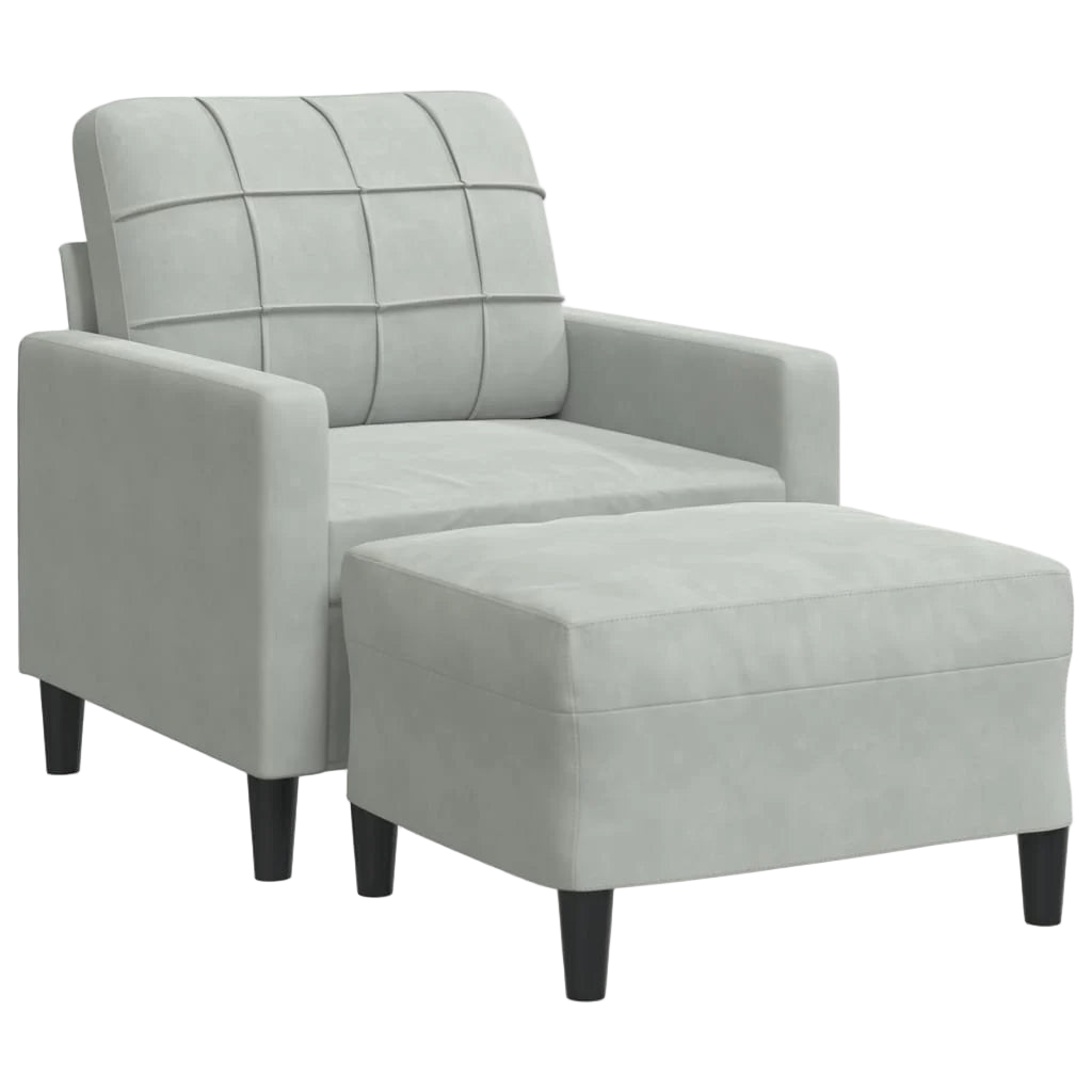 Fauteuil avec repose-pied en velours