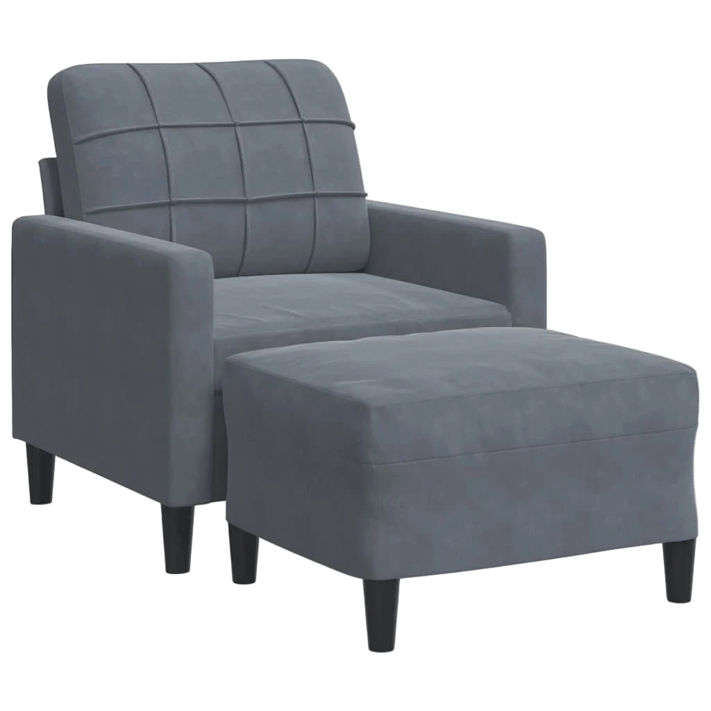 Fauteuil avec repose-pied en velours