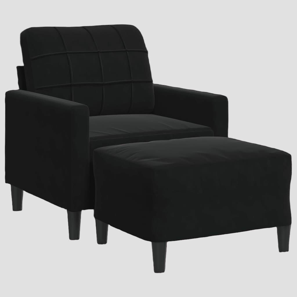 Fauteuil avec repose-pied en velours