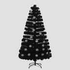 Sapin de Noël et flocons de neige LED Noir 120 cm Fibre optique