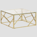 Table basse en acier inoxydable et verre trempé