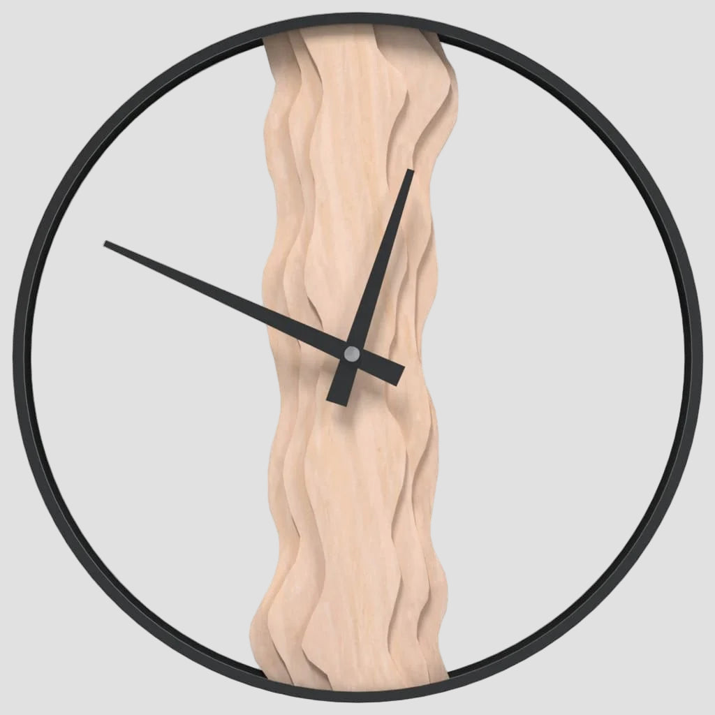 Horloge murale marron Ø35 cm fer et bois de chêne