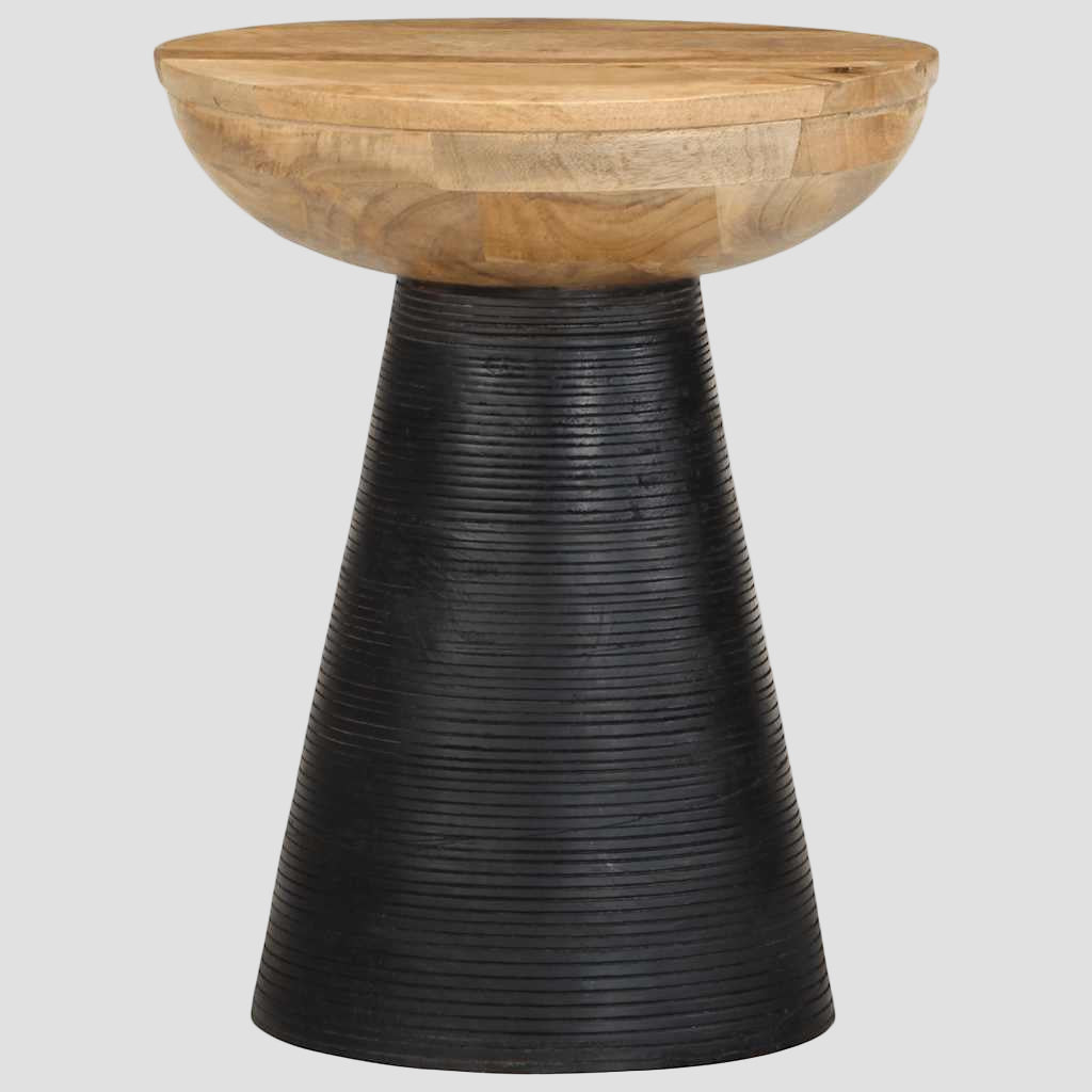 Table d'appoint noir Ø37x45 cm bois de manguier massif