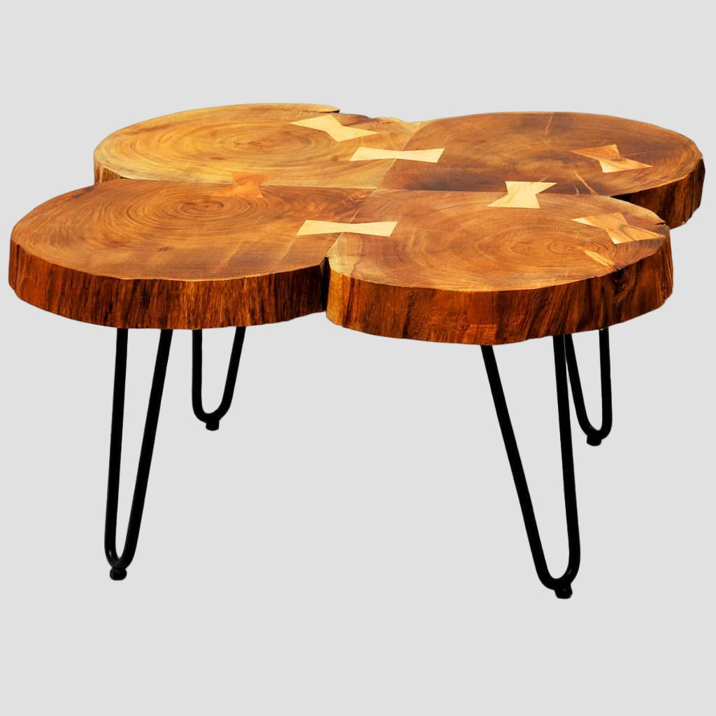 Table basse 35 cm 4 troncs Bois