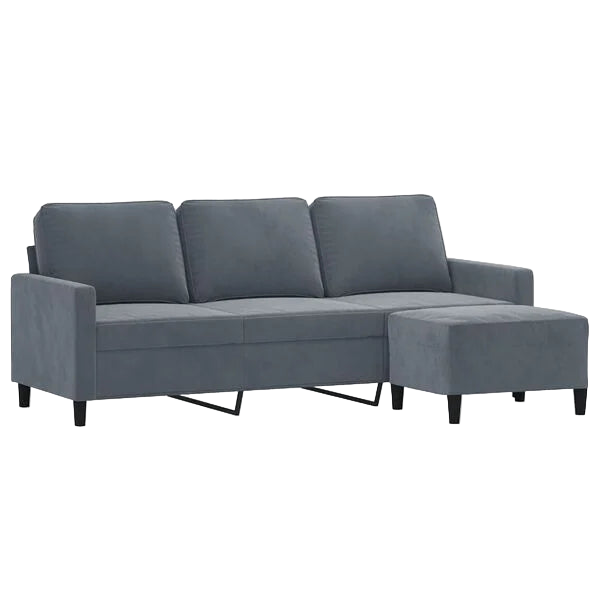 Canapé 3 places avec repose-pieds Noir velours