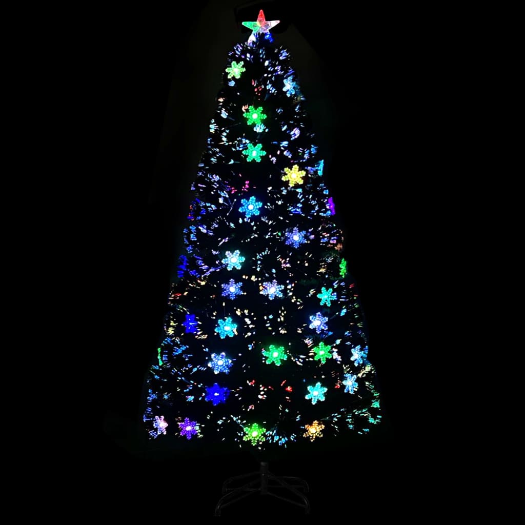 Sapin de Noël et flocons de neige LED Noir 120 cm Fibre optique