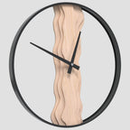 Horloge murale marron Ø35 cm fer et bois de chêne