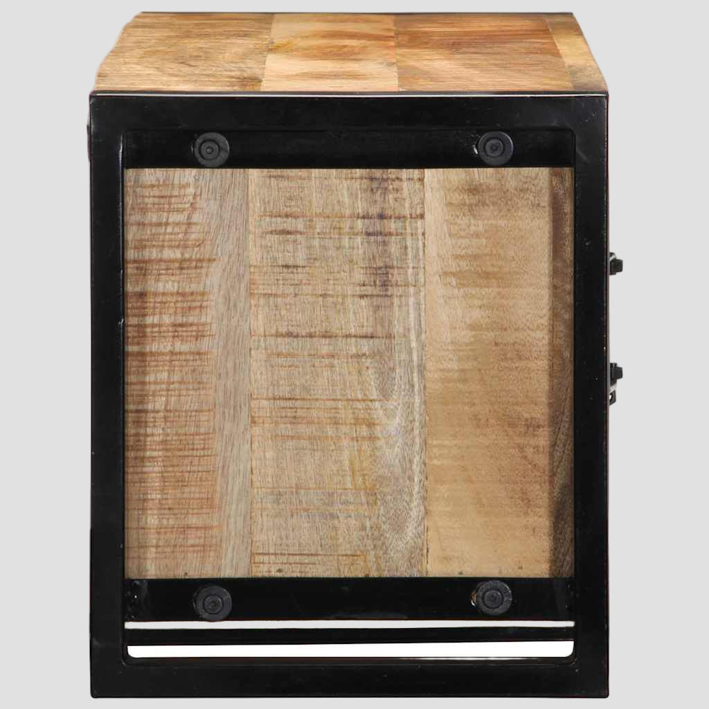 Meuble TV en bois massif de manguier brut 100x30x35 cm