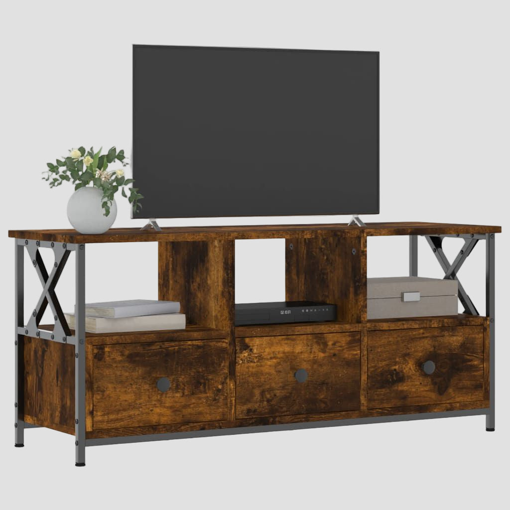 Meuble TV en bois d'ingénierie et fer 102x33x45 cm