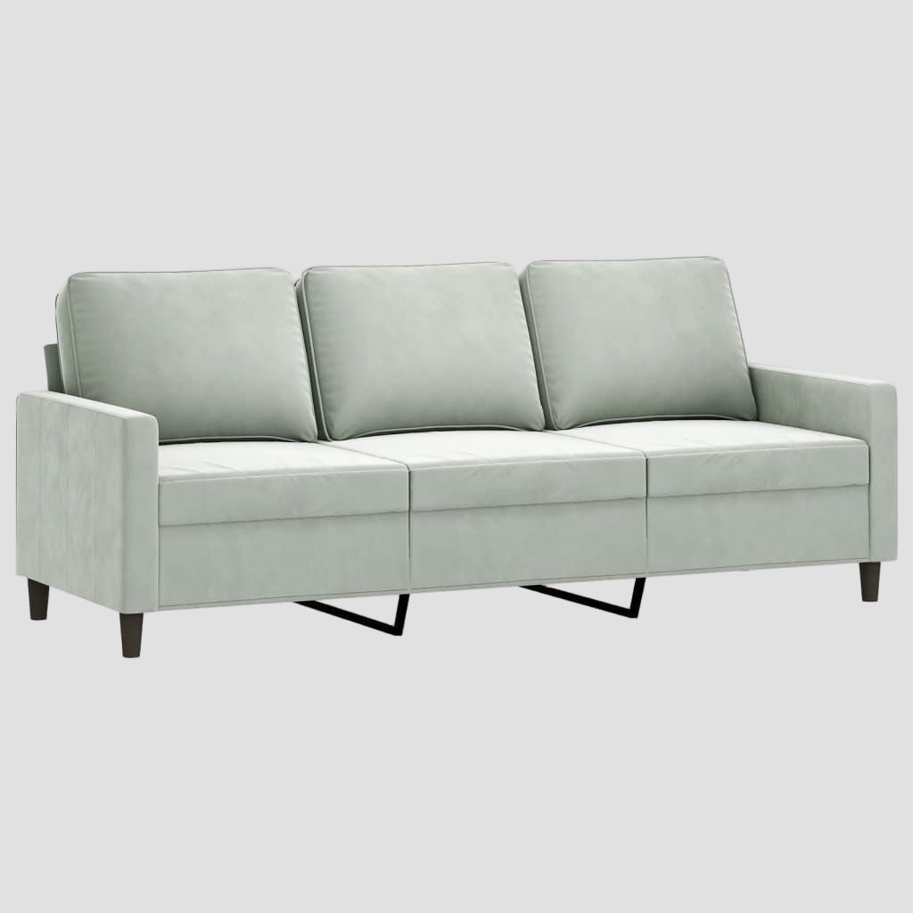 Canapé 3 places avec repose-pieds Noir velours