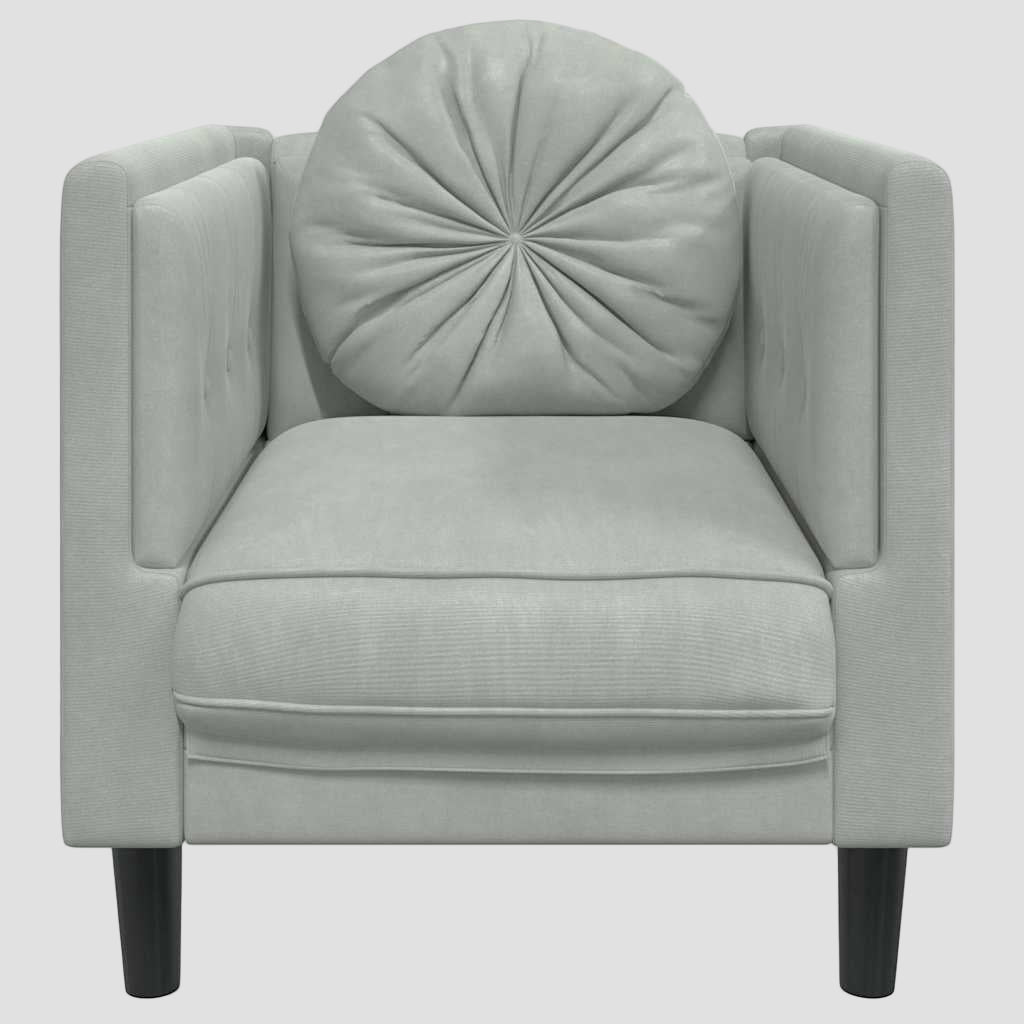 Fauteuil avec coussin gris clair Velours