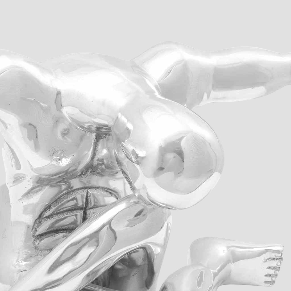 Sculpture Argent " Grand penseur" 91.5 x 32 x 33 cm Aluminium