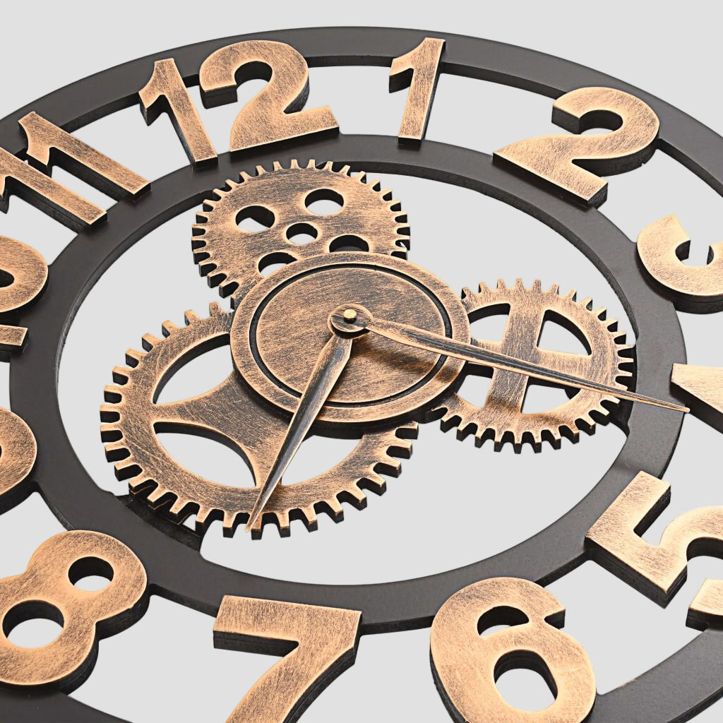 Horloge murale Métal 58 cm Doré et noir