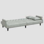 Canapé-lit à 2 places avec oreillers et repose-pied gris clair