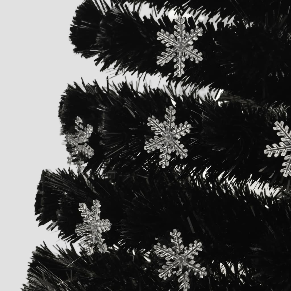 Sapin de Noël et flocons de neige LED Noir 120 cm Fibre optique