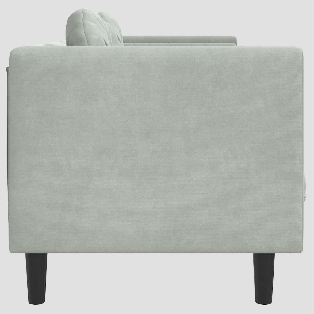 Canapé avec coussins 2 places gris clair velours