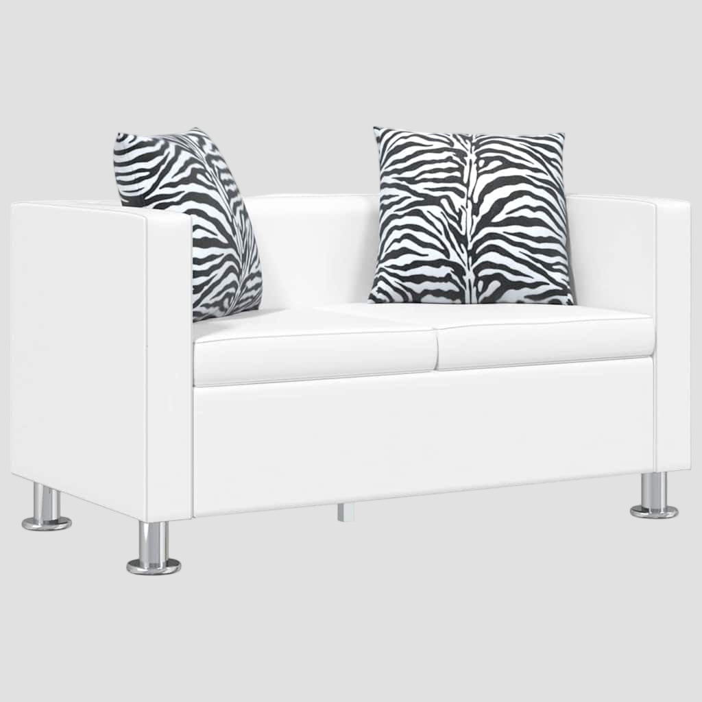 Ensemble de canapés 2 places et 3 places Cuir synthétique Blanc