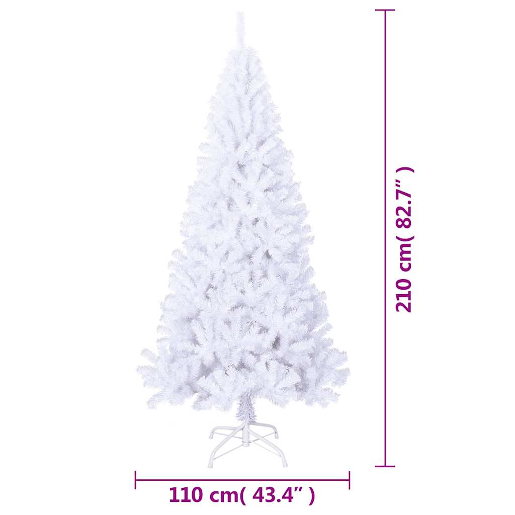 Sapin de Noël artificiel avec branches épaisses blanc 210cm