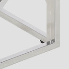 Table basse en acier inoxydable et verre trempé