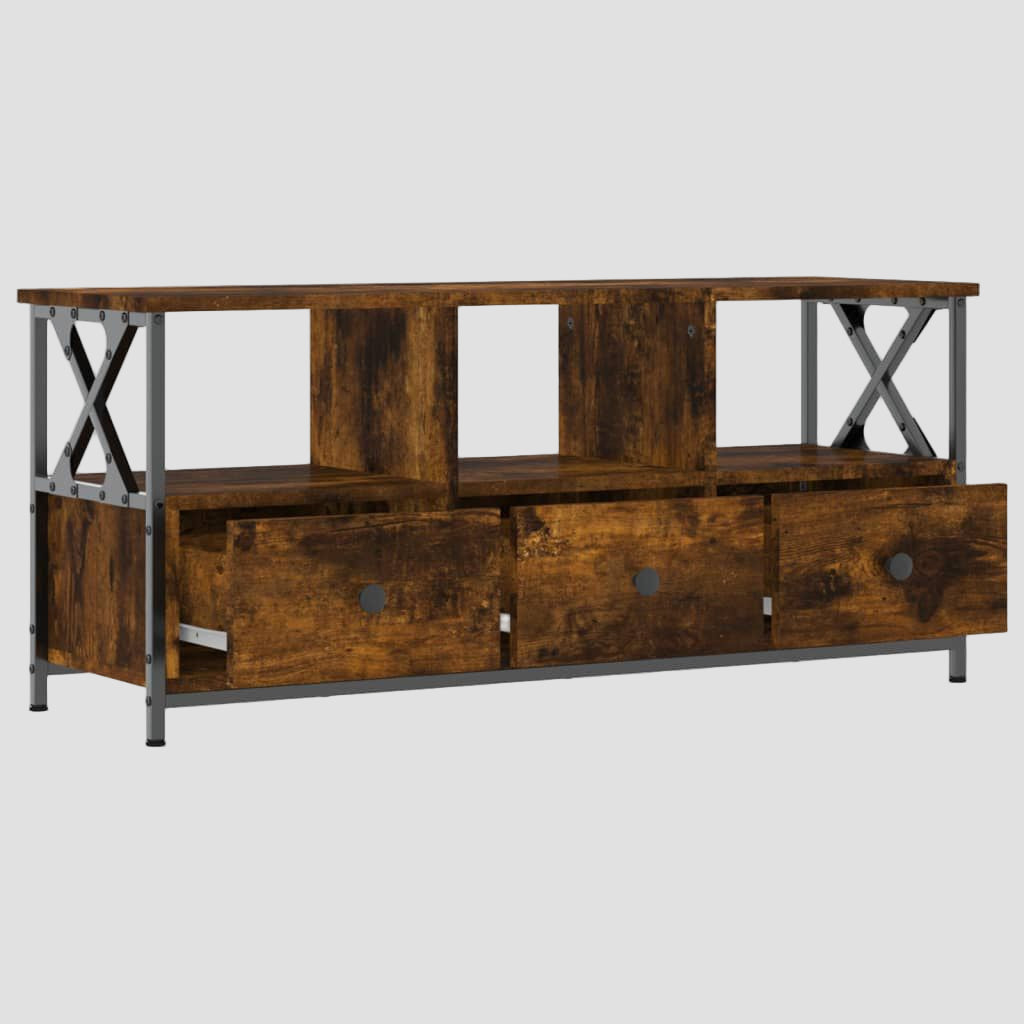 Meuble TV en bois d'ingénierie et fer 102x33x45 cm