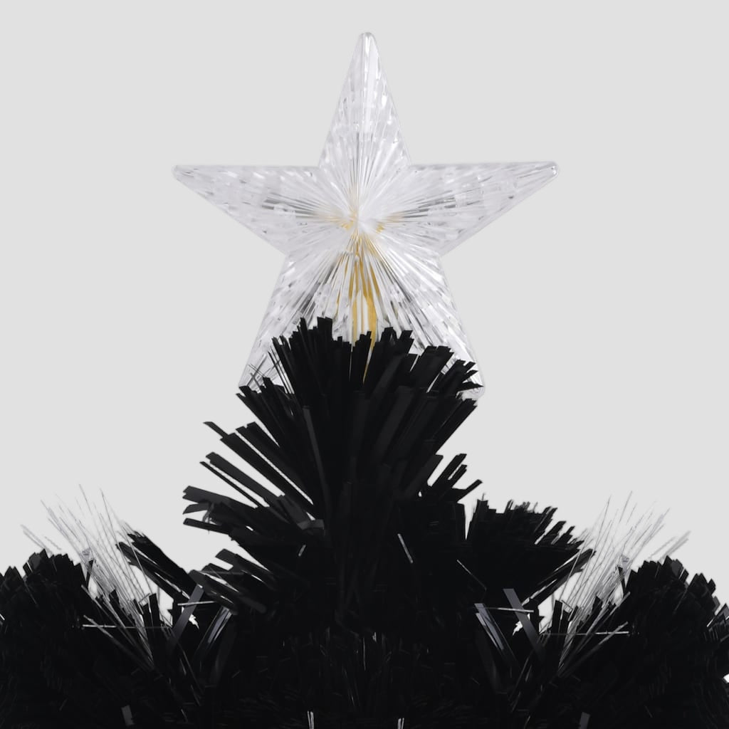 Sapin de Noël et flocons de neige LED Noir 120 cm Fibre optique