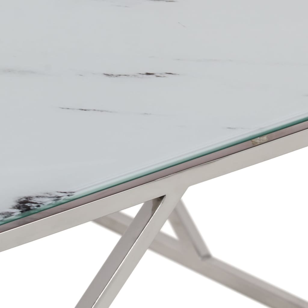 Table basse en acier inoxydable et verre trempé