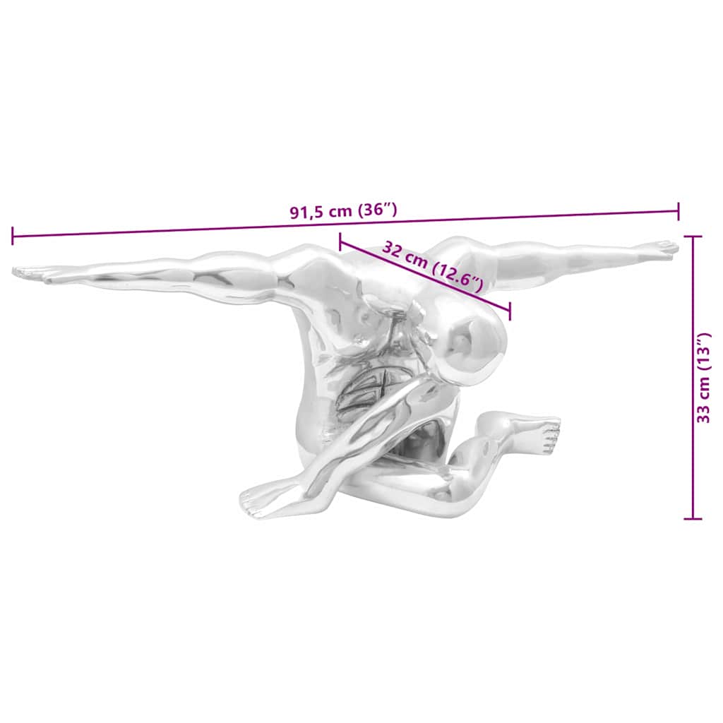 Sculpture Argent " Grand penseur" 91.5 x 32 x 33 cm Aluminium