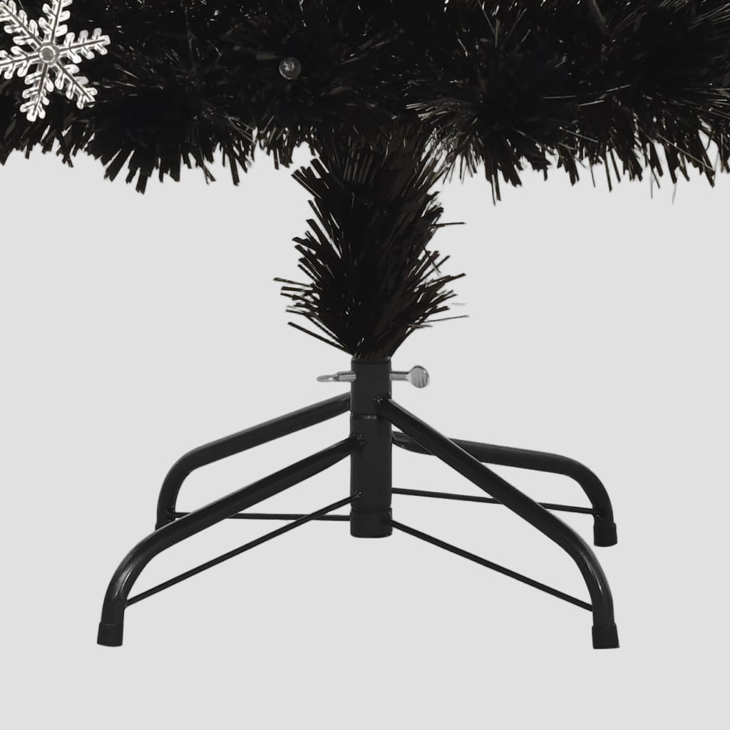 Sapin de Noël et flocons de neige LED Noir 120 cm Fibre optique