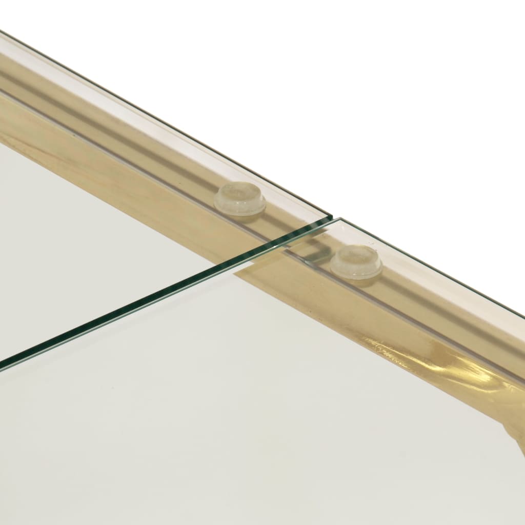 Table basse en acier inoxydable et verre trempé