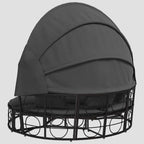 Lit de repos d'extérieur avec auvent et coussins résine tressée