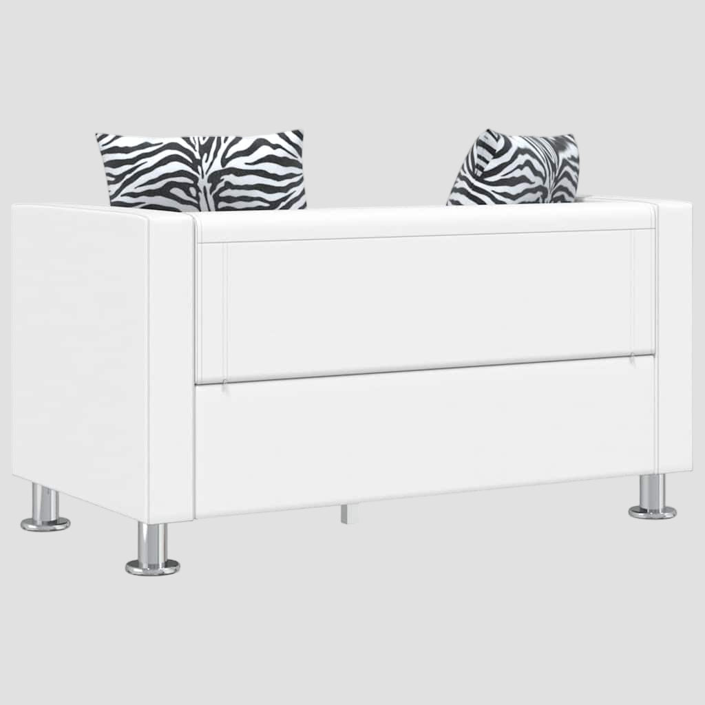 Ensemble de canapés 2 places et 3 places Cuir synthétique Blanc