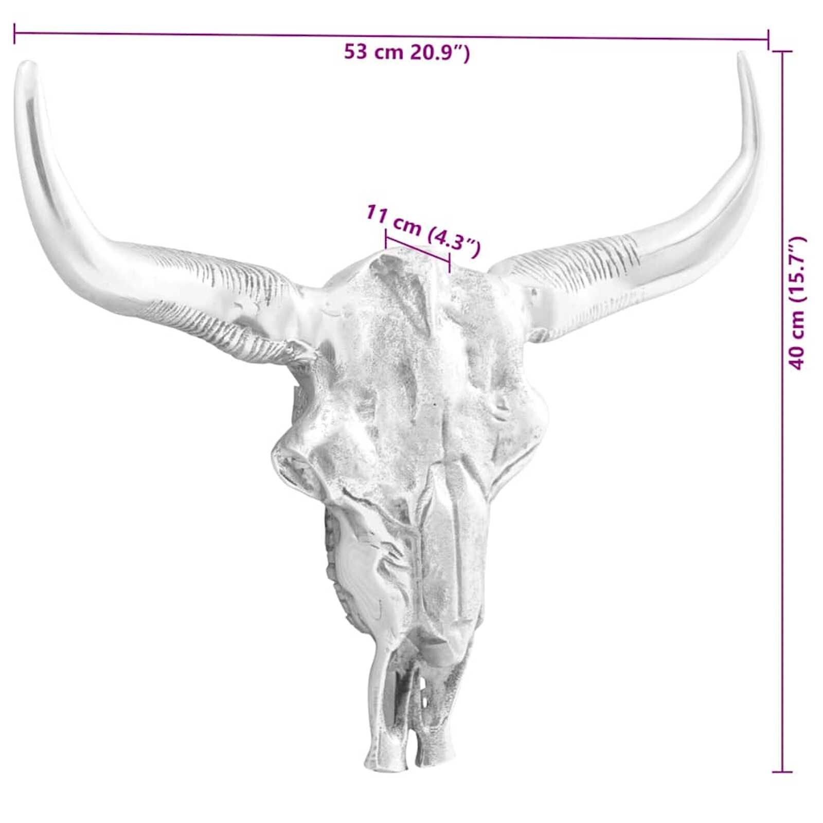 Crâne de taureau Argent 53 x 11 x 40 cm Aluminium