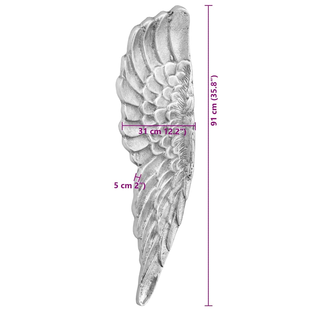 Sculpture d'ailes Argent 31 x 5 x 91 cm Aluminium